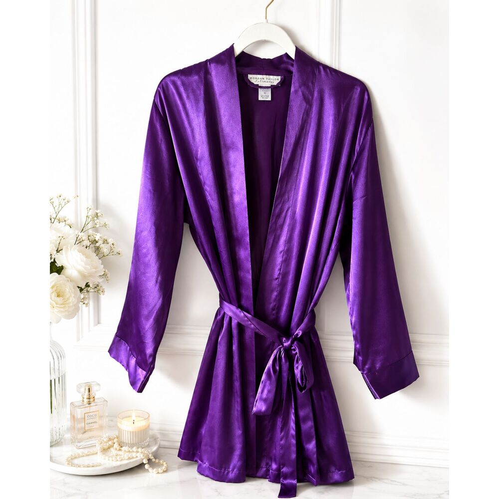 Vintage Morgan Taylor Intimates Purple Satin Robe – Size Medium